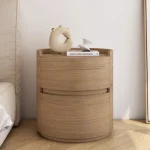 북유럽 호두 배럴 침대 옆 테이블 침실 크리 에이 티브 질감 서랍 보관 캐비닛 현대 가구 - 이미지 3