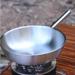 스테인레스 스틸 코팅되지 않은 야외 프라이팬 캠핑 분리형 손잡이가있는 휴대용 접이식 조리기구, 피크닉 조리기구 - 이미지 6