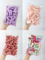 랜덤 컬러 페이셜 커브 믹스 메이크업 스펀지 50개, 라텍스 프리, 작은 웨지 모양의 부드러운 적용 뷰티 스펀지 어플리케이터