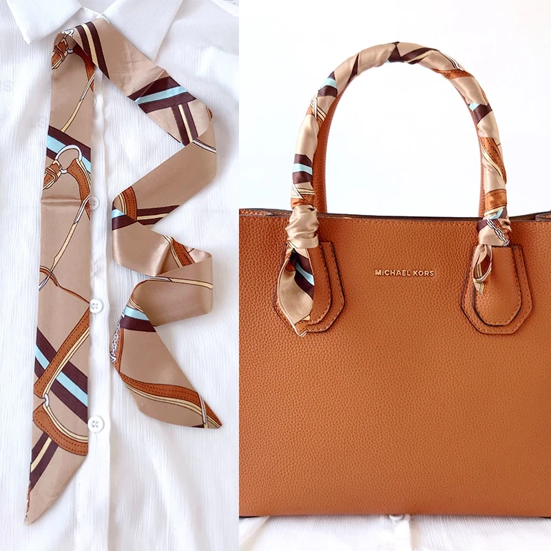 kf-Se661466e0a01411584ea34b4749706c6u 여자 스키니 실크 스카프 90cm * 4cm 긴 머리 스트립 실크 리본 작은 목 스카프 가방 핸들 리본 스카프 스카프 숙녀 넥타이 - 이미지 1