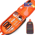 청룡조구 캠핑 키친툴 7종 세트 야외 조리 도구 주방 취사 케이스 등산 식기 칼 가위 - 이미지 4