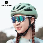 ROCKBROS 남녀공용 자전거 헬멧, MTB 도로 안전 일체형 성형 초경량 헬멧, 통기성 조절식 자전거 사이클링 헬멧 - 이미지 4