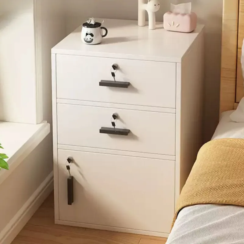 kf-Sebace6e2c5df4a09a944b9ab05e48870V 잠글 수 있는 침대 옆 보관 캐비닛, 현대식 서랍형 스탠드, 이동식 침실 정리함, 넓은 가정용 보관 장치 - 이미지 1