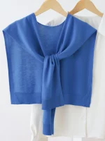 트렌디 니트 스카프 여성용 아우터 숄더 랩 넥 워머 레드 컬러 봄 가을 겨울 패셔너블 스웨터 셔츠 액세서리 - 이미지 4