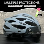 CAIRBULL 고글 자전거 헬멧 사이클링 Mtb 경량 일체형 헬멧 사이즈 L(후면 LED 라이트 포함) 스포츠용 하프 캡 55-61cm