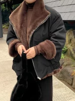 여성용 루즈핏 양면 착용 따뜻한 면 재킷 한국 스타일 시크한 가을 겨울 복고풍 다용도 코트 출퇴근 및 여행용 - 이미지 5