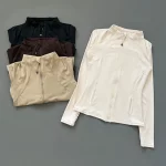 빠른 건조 스탠드 업 칼라 피트니스 자켓 여성용 슬림 피트 지퍼 요가 착용 긴 소매 통기성 러닝 스포츠 사이클링 탑