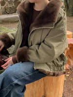 여성용 루즈핏 양면 착용 따뜻한 면 재킷 한국 스타일 시크한 가을 겨울 복고풍 다용도 코트 출퇴근 및 여행용