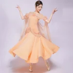 블랙 왈츠 드레스 새로운 스타일 볼룸 댄스 경연 대회 연습복 반팔 흰색 스트랩 연습 성능 슈트