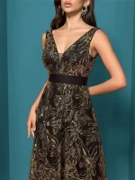 럭셔리 섹시한 깊은 v-목 장식 조각 블루 이브닝 드레스 여성 우아한 v-백 웨딩 파티 긴 댄스 파티 칵테일 드레스 - 이미지 6