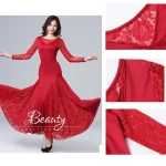 현대 왈츠 드레스 레이스 의류 탱고 댄스 롱 드레스 우아한 파티 경쟁 의상 무대 쇼 볼룸 댄스 드레스 - 이미지 4