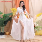 여성을위한 밸리 댄스 공연 드레스 Bellydancing 경쟁 의류 세트 여성 오리엔탈 댄스 연습 의류 드레스 M,L - 이미지 2