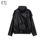 2025년 신상 여성 패션 루즈핏 스탠딩 칼라 인조 가죽 재킷 스트릿 스타일 멋진 가죽 재킷 - 이미지 5