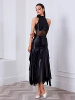 볼룸 댄스 드레스 2025 신상 왈츠 공연 의상 모던 스탠다드 댄싱 무대복 블랙 민소매 바디수트 스커트 2630 - 이미지 5