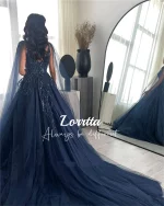 Lorrtta Tulle 두바이 아랍 여성 이브닝 드레스, 반짝이 레이스 얇은 명주 그물 무도회 가운, 반짝이는 정식 파티 행사, 맞춤형 원피스 - 이미지 3