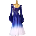 새로운 그라디언트 색상 전문 Moden 댄스 드레스 여성 표준 볼룸 사용자 정의 크기 옷 연습 착용 긴 치마 댄스 파티 - 이미지 2