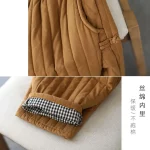 2023 겨울 따뜻한 클립 코튼, 두꺼운 레트로 다운 코튼 바지, 신축성 허리, 느슨한 편안한 아웃웨어 - 이미지 4