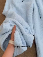 보컬베이비 두꺼운 양면 플리스 드로스트링 스트레이트 레그 투웨이 스웨트팬츠 여성 캐주얼 하이웨이스트 겨울 바지 - 이미지 5