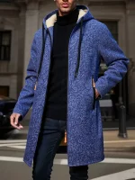 겨울 남성용 두꺼운 후드 재킷 야외용 따뜻한 지퍼 긴팔 스웨트셔츠 가디건 스트리트웨어 단색 상의 외투 - 이미지 4