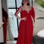 맞춤형 절묘한 연인 이브닝 드레스 풀 슬리브 라인스톤 구슬 장식 댄스 파티 드레스 a 라인 롱 파티 드레스 - 이미지 5