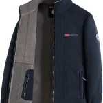 네이비 블루 플리스 집업 재킷 (노르웨이 국기 및 '아웃도어 노르웨이' 자수 포함)