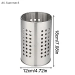 스테인리스 스틸 젓가락통 식기통 대용량 주방용품 보관 원형 구멍이 뚫린 배수 튜브 - 이미지 6