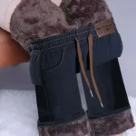 양털 안감 두꺼운 패셔너블 스트레이트 레그 진 캐주얼 팬츠 하이웨이스트 와이드 레그 팬츠 다용도 엄마 스트레이트 팬츠