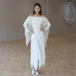 볼룸 댄스 드레스 여성 공연 의상 화이트 레이스 보트 넥 탑 스커트 연습 대회 의류 왈츠 드레스 BL17013 - 이미지 4