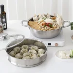 파쿠젠 IH 인덕션 스텐 전골 찜기 찜냄비 찜솥 30cm - 이미지 3