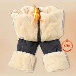 여성용 플러시 두꺼운 플리스 안감 스웨트팬츠 스트레이트 레그 방수 바지 방풍 아우터웨어 보온 캐주얼 바지 - 이미지 3