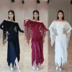 볼룸 댄스 드레스 여성 공연 의상 화이트 레이스 보트 넥 탑 스커트 연습 대회 의류 왈츠 드레스 BL17013