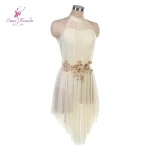 2026 새로운 아이보리 스판덱스 메쉬 롱 드레스 서정적 발레 드레스 댄스 의상 DF25136B - 이미지 3