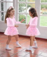 여자 댄스 투투 레오타드 발레 긴 소매 반짝 이는 스팽글 귀여운 댄스 드레스 - 이미지 5