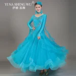 라운드 넥 다이아몬드 그라데이션 여성 볼룸 댄스 대회 드레스 왈츠 드레스 룸바 댄스 의상 볼 가운 S-XXL - 이미지 3