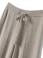 하이웨이스트 니트 울 와이드 레그 팬츠 롱 기장 드로스트링 스트레이트 캐주얼 루즈 슬리밍 가을 겨울 패션 여성용 - 이미지 5