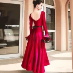 스커트 랜턴 슬리브 볼룸 드레스 경쟁 왈츠 드레스 백리스 볼룸 댄스 드레스 스탠다드 와인 레드 블랙 피쉬본 - 이미지 5