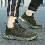 Oiaano 맨발 남성 스포츠 신발 메쉬 가볍고 통기성 좋은 레이스업 스니커즈 캐주얼 소프트 솔 레저 제로 드롭 아웃도어 작업 조깅용 - 이미지 3