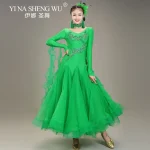 라운드 넥 다이아몬드 그라데이션 여성 볼룸 댄스 대회 드레스 왈츠 드레스 룸바 댄스 의상 볼 가운 S-XXL - 이미지 6