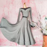 스커트 랜턴 슬리브 볼룸 드레스 경쟁 왈츠 드레스 백리스 볼룸 댄스 드레스 스탠다드 와인 레드 블랙 피쉬본