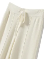 하이웨이스트 니트 울 와이드 레그 팬츠 롱 기장 드로스트링 스트레이트 캐주얼 루즈 슬리밍 가을 겨울 패션 여성용 - 이미지 3