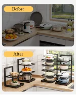 조정 가능한 냄비 랙 주최자, 주방 스테인레스 스틸 냄비 보관 랙, 주방용 다층 가정용 냄비 및 팬 Organzier - 이미지 5