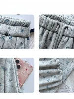 미국 스타일 그레이 플로럴 프린트 커브드 나이프 스포츠 스웨트팬츠 여성용 봄 가을 루즈 드레이프 스트레이트 레그 캐주얼 팬츠 - 이미지 2