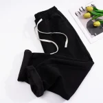 두꺼운 플리스 블랙 진 여성용 하이웨이스트 코듀로이 스트레이트 레그 루즈 웜 팬츠 겨울 신상품 신축성 있는 허리밴드 - 이미지 4