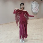 볼룸 댄스 드레스 여성 공연 의상 화이트 레이스 보트 넥 탑 스커트 연습 대회 의류 왈츠 드레스 BL17013 - 이미지 3