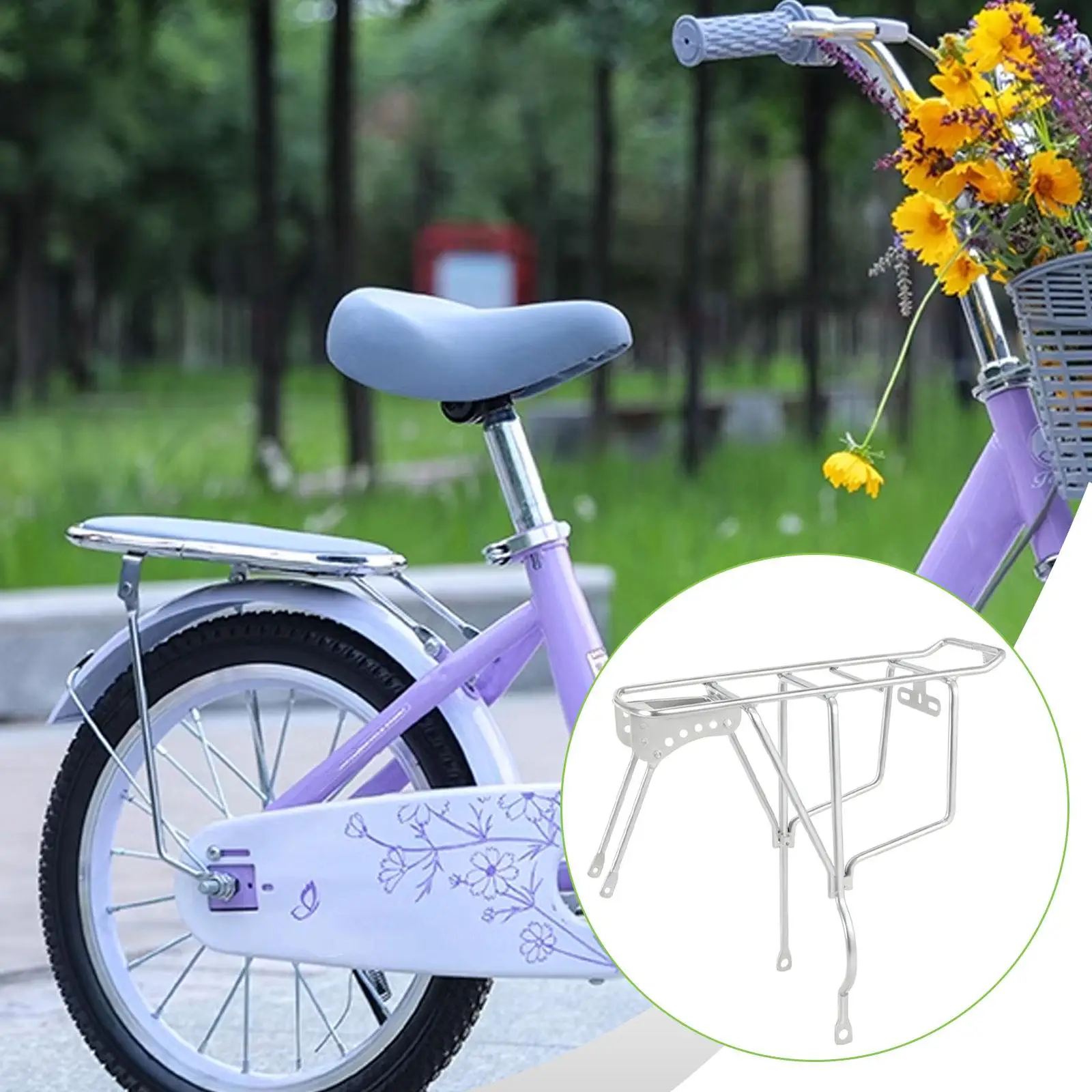 Bike Rear Rack Bracket Versatile for 16/18/20 inch Bikes Solid Bicycle Back Seat for Cycling Equipment Traveling Outdoor