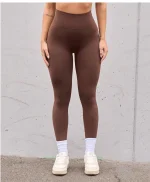 심리스 하이 웨이스트 스포츠 팬츠, 피치 힙 리프트 백, V-폴드, 피트니스 팬츠 - 이미지 4