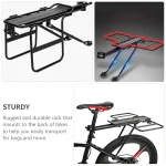 1개 강력한 하중 지탱 자전거 후면 랙 견고한 알루미늄 합금 화물 짐 랙 디스크 브레이크 포함 대부분의 자전거용 - 이미지 4