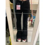 블랙 플리스 안감 하이웨이스트 부츠컷 청바지 여성용 가을 겨울 신상 슬림핏 스몰 사이즈 말굽 바지 - 이미지 5