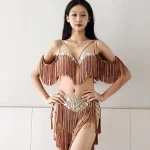 밸리 댄스 대회 여성용 하이 엔드 맞춤형 렌즈 다층 술 차 삼바 퍼포먼스 라인 석 드레스