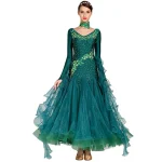 화이트 볼룸 드레스 긴 소매 볼룸 댄스 용 왈츠 드레스 폭스트롯 댄스 드레스 표준 볼 드레스 스팽글 댄스웨어 - 이미지 5